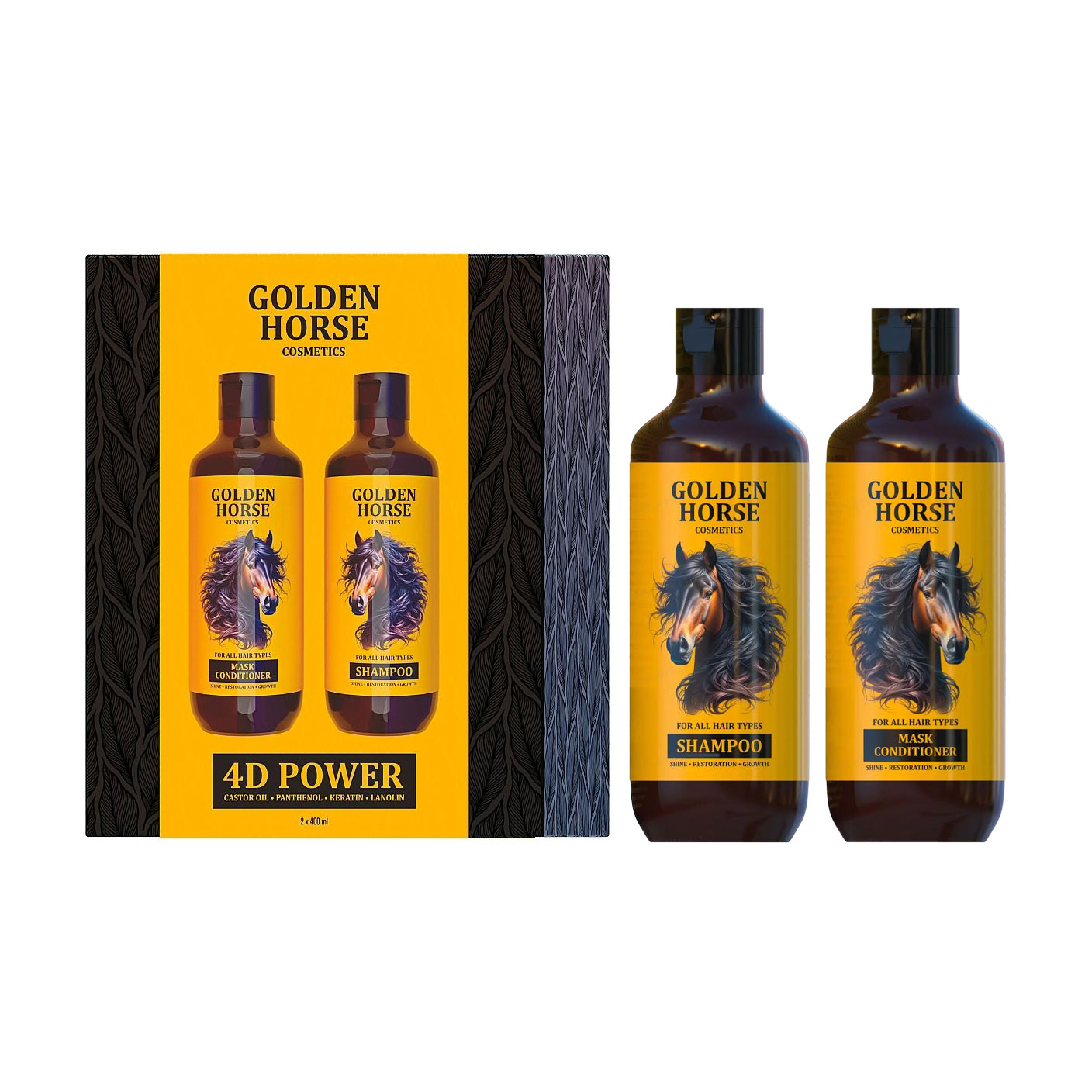 Набір для волосся Golden Pharm Golden Horse 4D Power (шампунь, 400 мл + кондиціонер, 400 мл)