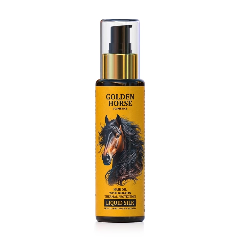 Олія для волосся Golden Pharm Golden Horsе 4D Power Рідкий шовк, з кератином, 100 мл